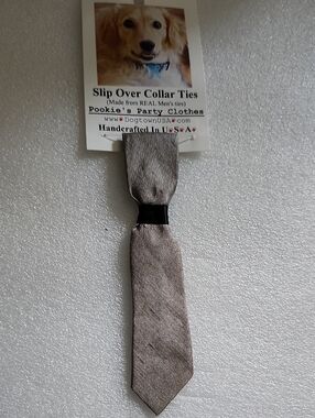 Hand Crafted Gray Slip Over Dog Collar Tie